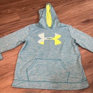 Under Armour Kids Light Blue and Neon Yellow Hoodie; Youth XL